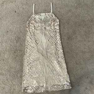 Rue 21 nude and rose gold mini dress